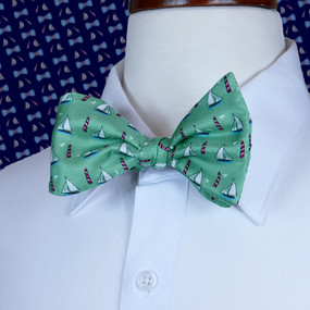 Sailboats & Lighthouses Bow Tie - Green