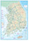 South Korea on a double-sided map showing on one side a road map of the country at 1:550,000 and on the reverse a street plan of Seoul at 1:15,000. Both are indexed and highlight main sights, plus various facilities in the capital. 

The country map has altitude colouring and spot heights (in feet) to present the topography. National parks and other protected area are highlighted. The map shows the country’s road and rail networks, indicating also local airports and coastal ferry routes. Symbols highlight various places of interest, including historical sights, temples, numerous beaches, bird sanctuaries, etc. Jeju-Do Island is shown on an enlargement at 1:275,000. Latitude and longitude lines are drawn at intervals of 30’.

On the reverse is a street plan of central Seoul at 15,000, with names of districts many apartment complexes. Metro or rapid transit routes and their stations are clearly marked, with separate diagrams provided for the whole networks and an index of metro stations. The map indicates principal traffic routes across the city and highlights numerous places of interest including cultural institutions, historical sights, shopping centres, selected accommodation, etc. The index list names of main streets