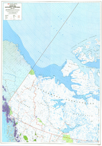 Yukon and Northwest Territories West Northern Canada Map from 1989