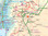 Jordan at 1:610,000 with a street plan of Amman, plus Syria at 1:740,000 with a street plan of Damascus on a double-sided map from ITMB, with each road map indexed and presenting the topography by altitude colouring. 

On one side is a map of Jordan at 1:610,000 with the whole of Israel and southern Lebanon. On the reverse coverage extends northwards to cover the whole of Syria at 1:740,000 and the remaining part of Lebanon. Both altitude colouring and the spot heights are given in feet. Seasonal rivers and streams are marked, as well as deserts and salt pans, oasis, wells, and national parks or other protected areas. 

Road network includes desert tracks and shows driving distances on main routes. Railway lines are included and local airports are marked. Symbols show locations of various places of interest including archaeological sites, etc. Latitude and longitude lines are drawn at intervals of 1º. Each side has a separate index. 

The two capitals are shown on a large street plan of their central districts, annotated with selected hotels, embassies, and various places of interest