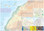 Morocco at 1:1,200,000 on a waterproof and tear-resistant map from ITMB, with large, clear street plans of central Tangier, Rabat – Salé, Marrakesh and Casablanca. The map is double-sided and presents the whole of Morocco itself on one side, with the Western Sahara on the reverse at the same scale. 

Topography is shown by altitude colouring and spot heights, both in feet, with names of various mountain ranges, valleys, etc. Road network includes selected local tracks, indicates distance on main routes and shows locations of petrol supplies. Railway lines are included and domestic airports are marked. A range of symbols indicate various places of interest, including campsites, forts, mosques, parks and reserves, beaches, etc. Latitude and longitude lines are drawn at 1° intervals. Each side has a separate index. 

The four street plans highlight selected hotels, various facilities and places of interest. Additional notes provide a geographical and historical overview of the country.
