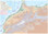 Morocco at 1:1,200,000 on a waterproof and tear-resistant map from ITMB, with large, clear street plans of central Tangier, Rabat – Salé, Marrakesh and Casablanca. The map is double-sided and presents the whole of Morocco itself on one side, with the Western Sahara on the reverse at the same scale. 

Topography is shown by altitude colouring and spot heights, both in feet, with names of various mountain ranges, valleys, etc. Road network includes selected local tracks, indicates distance on main routes and shows locations of petrol supplies. Railway lines are included and domestic airports are marked. A range of symbols indicate various places of interest, including campsites, forts, mosques, parks and reserves, beaches, etc. Latitude and longitude lines are drawn at 1° intervals. Each side has a separate index. 

The four street plans highlight selected hotels, various facilities and places of interest. Additional notes provide a geographical and historical overview of the country.