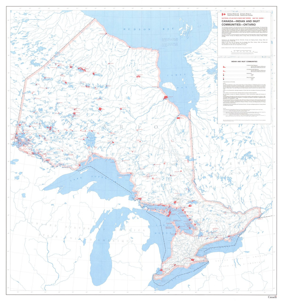 Canada Indian & Inuit Communities Ontaio Province Map