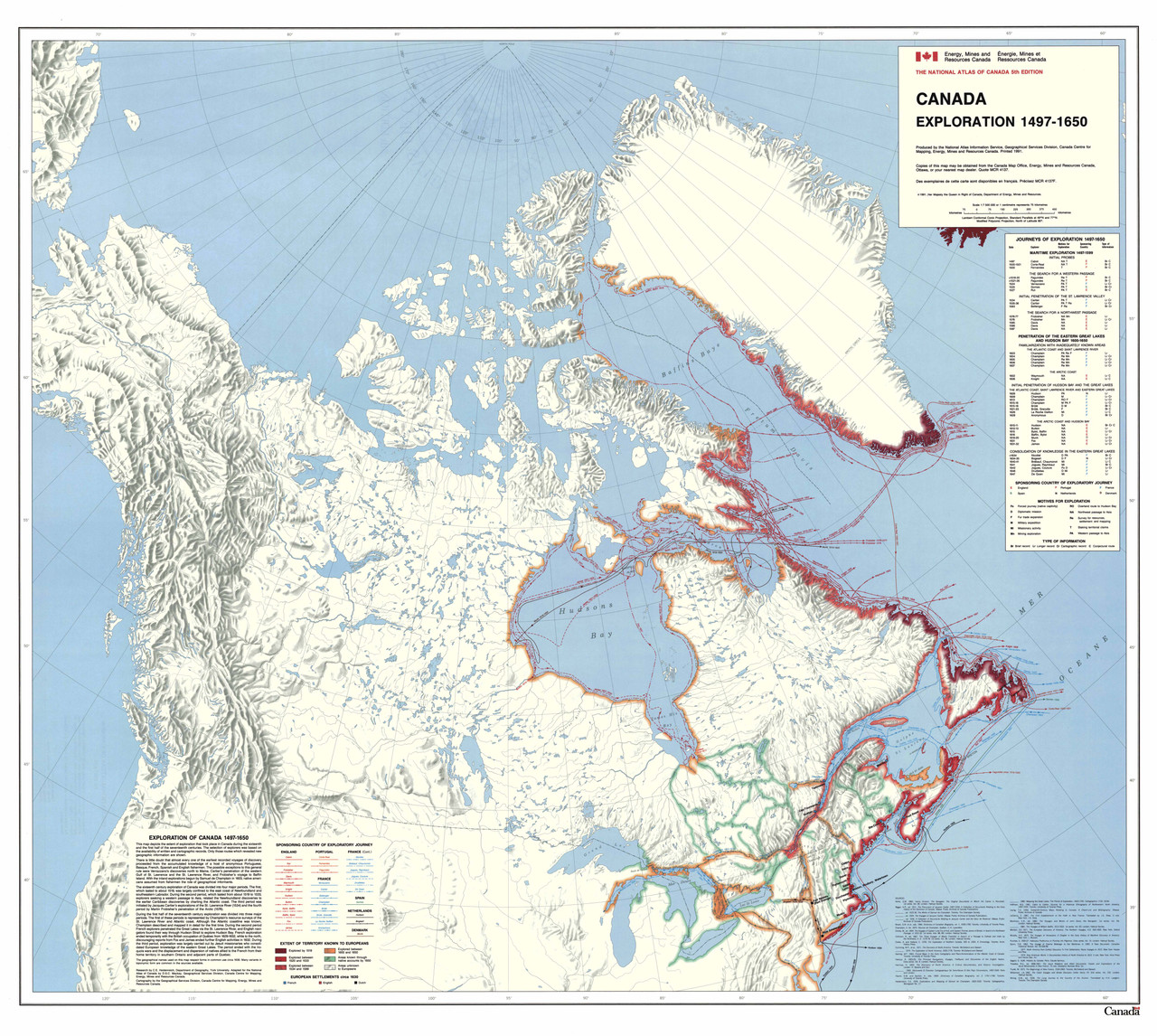 Canada Government Canadian Exploration 1497 To 1650 Map 35 X 31 From Canada Government Canadian Exploration 1497 To 1650 Map 35 X 31 From