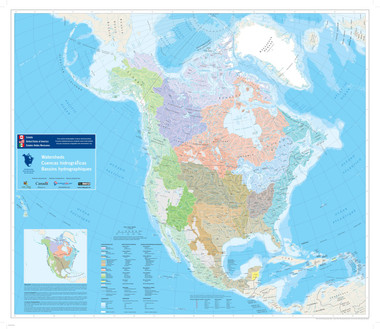 Map of North American Watersheds 2006 size 44" x 38"