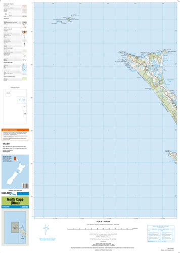 North Cape Topographic map of NZ at a scale of 1:250,000 by the NZ government