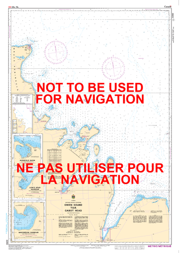 Owen Sound to/à Cabot Head Canadian Hydrographic Nautical Charts Marine Charts (CHS) Maps 2282