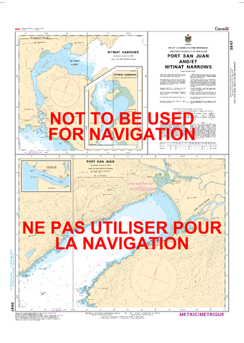 Port San Juan and/et Nitinat Narrows Canadian Hydrographic Nautical Charts Marine Charts (CHS) Maps 3647