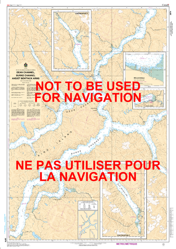 Dean Channel, Burke Channel and/et Bentinck Arms Canadian Hydrographic Nautical Charts Marine Charts (CHS) Maps 3974