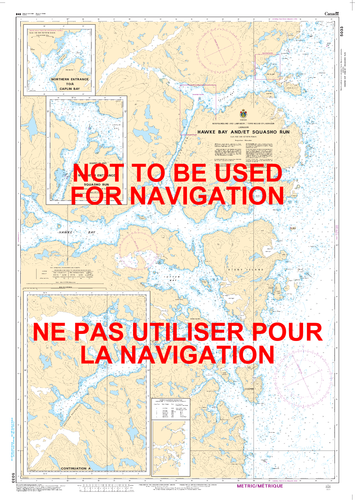 Hawke Bay and / et Squasho Run Canadian Hydrographic Nautical Charts Marine Charts (CHS) Maps 5033