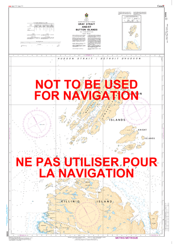 Gray Strait and / et Button Islands Canadian Hydrographic Nautical Charts Marine Charts (CHS) Maps 5065