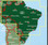 Brazil on a large, double-sided map, cleverly dividing the country to cover the more visited eastern part at 1:2,000,000. Street plans are provided for nine cities, including Rio, São Paulo, Brasília and Belo Horizonte.

On one side is the eastern part of the country at 1:2,000,000, extending westwards to beyond São Paulo and Brasília and covering an area from Rio de Janeiro and São Paulo in the south to Belém in the north. The southernmost tip of the country with northern Uruguay is shown on the reverse at the same scale. The remaining part of the country, the Amazon Basin and the Mato Grosso Plateau are shown on the reverse at 1:3,000,000 with the adjoining areas of the neighbouring countries, including northern Bolivia and Peru around Cuzco. 

Topography is shown by very effective relief shading, with names of mountain ranges and spot heights. Numerous tributaries of the Amazon and many other rivers are named, and the map also shows seasonal rivers and marshes on the Mato Grosso. National parks and other protected areas are prominently marked.

The map shows Brazil’s road and rail networks, indicating driving distances on main and many secondary routes, and shows locations of local airfields in the more remote parts of the country. Symbols highlight various places of interest, including numerous beaches. Latitude and longitude grid is at 1º intervals. Multilingual map legend includes English. The index is in a separate booklet attached to the map cover.

Also included are plans of the central part of Rio de Janeiro (city centre plus the Copacabana area), São Paulo, Brasília and Belo Horizonte, Recife, Belém, Manaus, Salvador and Fortaleza.
