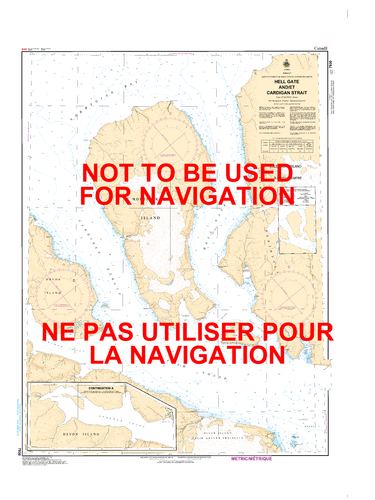 Hell Gate and/et Cardigan Strait Canadian Hydrographic Nautical Charts Marine Charts (CHS) Maps 7930