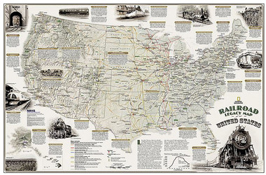 NATIONAL GEOGRAPHIC RAILROAD LEGACY MAP of the UNITED STATES
