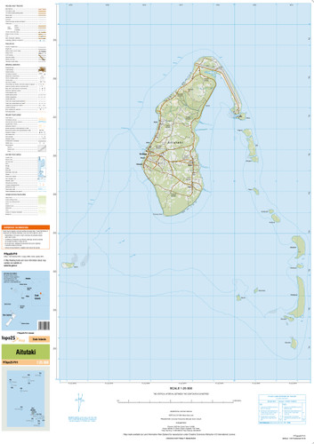 Topographic map of the Aitutaki in the Pacific at scale 1:25,000 by the NZ government