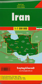 Iran at 1:1,500,000 on a large index road map from Freytag & Berndt, with street plans of central Tehran, Esfahan and Shiraz. Bold relief shading and additional graphics provide a good presentation of the country’s topography. 

The map has relief shading with spot heights and names of main geographical features, plus colouring and/or graphics to show swamps, salt lakes and flats, deserts, depressions, wells, protected areas, etc. Road network includes selected local tracks and show driving distances on main and secondary routes. Railway lines are marked and local airports are indicated. Also marked are oil fields, both land and in the Gulf, as well as internal administrative boundaries with names of the provinces. 

Symbols highlight various places of interest, including UNESCO World Heritage sites. All place names are in Latin alphabet only. Latitude and longitude lines are drawn at intervals of 1º. Extensive index is on the reverse. Multilingual map legend includes English, Farsi and Arabic. 

Also provided are large, clear street plans of central Tehran, Esfahan and Shiraz, naming main streets and neighbourhoods and highlighting places of interest.