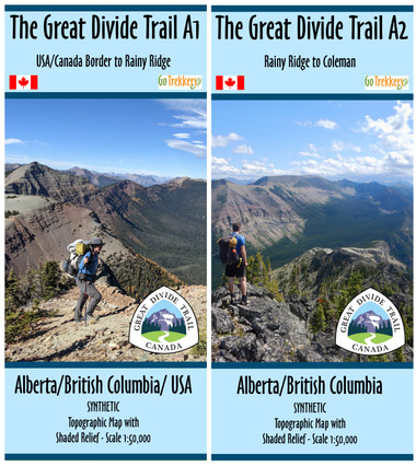 The Great Divide Trail: Section A - USA/Canada Border to Coleman - 2 Maps - SYNTHETIC