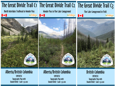 The Great Divide Trail: Section C - North Interlakes Trailhead to Field, BC - 3 Maps - SYNTHETIC