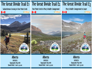 The Great Divide Trail - Section E: Saskatchewan Crossing to Jasper - 3 Maps - SYNTHETIC