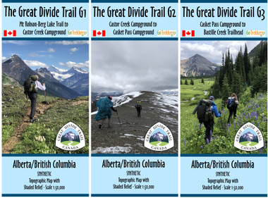 The Great Divide Trail - Section G: Mt Robson-Berg Lake Trail to Bastille Creek Trailhead - 3 Maps - SYNTHETIC