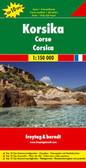 Corsica at 1:150,000 from Freytag & Berndt with street plans of central Ajaccio, Bastia, Calvi, Corte, Porto-Vecchio and Bonifacio, plus a booklet attached to the cover with brief descriptions of 10 selected places of interest, all highlighted on the map.

Relief is portrayed by hill-shading, with names of numerous peaks, massifs and plateaux. Road network includes minor local roads and cart tracks. Many scenic routes are prominently highlighted. The island’s railway lines are also shown. Both the GR20 long-distance hiking route and the “Mare e Monti” trail with its variants are marked.

Towns and villages of particular interest are highlighted. Symbols indicate various landmarks, places of interest and facilities, e.g. viewpoints, campsites and youth hostels, golf courses, wildlife parks, beaches, marina, etc. Latitude and longitude lines are drawn at 10' intervals. 

Street plans cover central areas of the island’s main towns: Ajaccio, Bastia, Calvi, Corte, Porto-Vecchio and Bonifacio, highlighting various places of interest.

A separate booklet attached to the map cover has an index listing all the localities with their postcodes, and brief descriptions of 10 main places of interest, all prominently marked on the map. 
