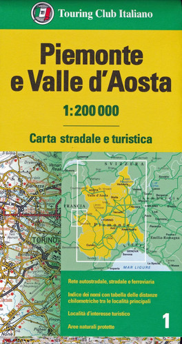 Piemonte and the Valle d'Aosta, Italy [1] Touring Club Italiano Road and Tourist Map