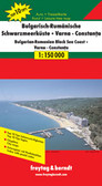 The southern part of Romania’s Black Sea coast and the Bulgarian coast on a double-sided map at 1:150,000 from Freytag and Berndt prominently highlighting the region’s 20 most interesting locations, with their descriptions provided in the accompanying booklet. Coverage extends from well north of Constanta to the Turkish border and includes Varna, Burgas and other popular holiday destinations. 

Road network is clearly presented on a background with hill shading to show the topography. Names of main towns are in large size print to help navigating in unfamiliar area; within Bulgaria all place names are given in both Latin and Cyrillic alphabets. The map indicates various places of interest and facilities, including campsites, beaches, picturesque towns and villages, etc. 20 of the region’s best sights are prominently highlighted and cross-referenced to their descriptions in a separate booklet attached to the map cover. Latitude and longitude lines are drawn at 10’ intervals. The index is in the booklet and lists locations with their postcodes. 

Also provided are street plans of Constanta, Varna and Burgas, plus a more general overview road map of Bulgaria with southern Romania. Map legend and the text in the booklet include English.