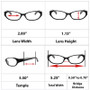 Cat Eye Reading Glasses Value 4 Pack Model Dimensions