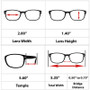 Classic Reading Glasses Dimensions