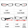 Value 3 Pack Reading Glasses Dimensions