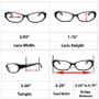 Value 3 Pack Reading Glasses Dimensions