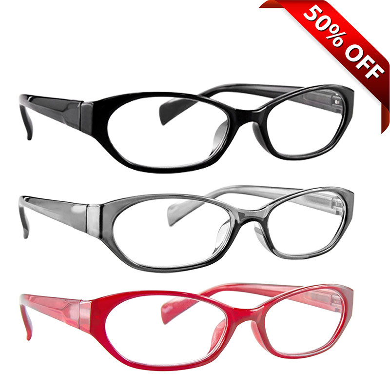 Librarian Reading Glasses Value 3 Pack Black Gray Red