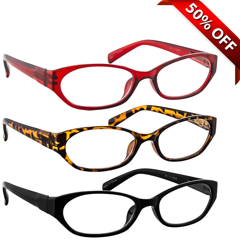 Librarian Reading Glasses Value Pack Red Tortoise Black