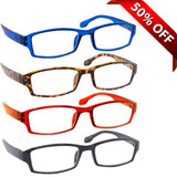 Wall Street Reading Glasses 4 Pack Blue Tortoise Red Black