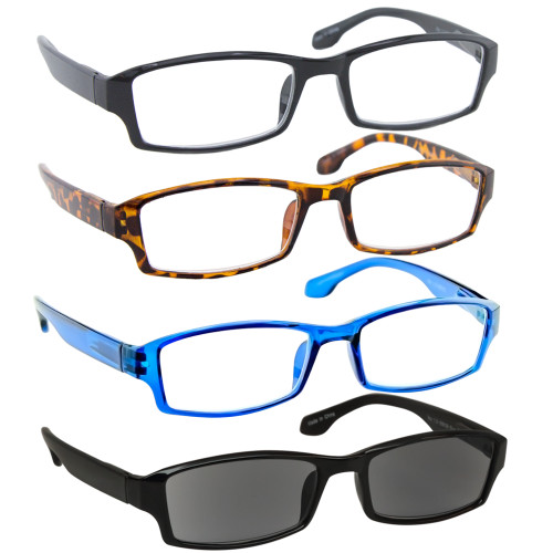 4 Pack Readers Black Tortoise Blue Sun