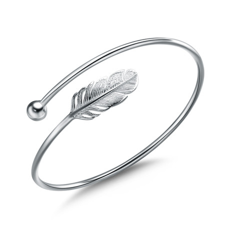 Leaf Bangle Bracelet in .925 Sterling Silver - #BMS170430
