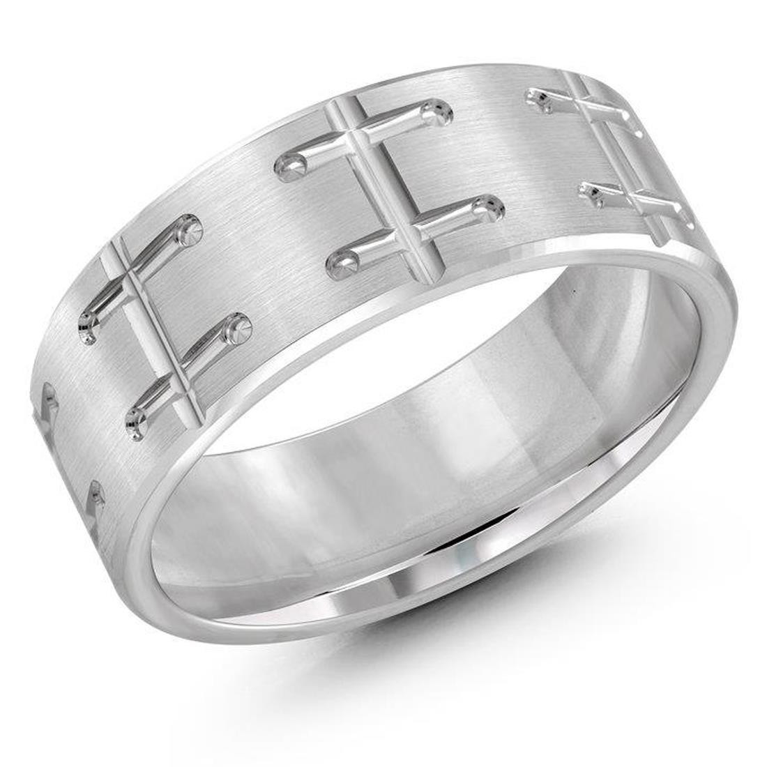 Mens 8 MM Gold shoe lace motif Band JM8668WG Bijoux Majesty