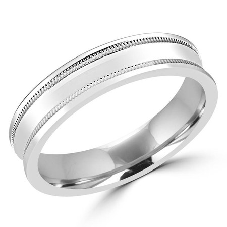 5.0 MM Polished Concave Mens Comfort Fit Wedding Band Ring in White Gold - #M0246-MAL-J119-520G-W