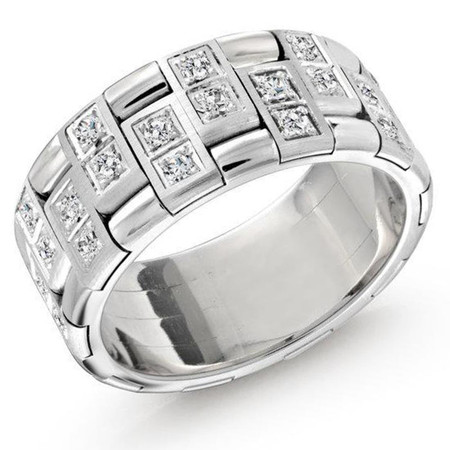 Mens 8 MM Band with Gold interlink design - #FJMD-078 - Bijoux Majesty