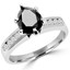 Pear Cut Black Diamond Multi-Stone 6-Prong High-Set Engagement Ring with Round White Diamond Channel-Set Accents in White Gold - #SM510-W-PE-BLK