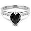 Pear Cut Black Diamond Multi-Stone 6-Prong High-Set Engagement Ring with Round White Diamond Channel-Set Accents in White Gold - #SM510-W-PE-BLK