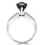 Pear Cut Black Diamond Multi-Stone 6-Prong High-Set Engagement Ring with Round White Diamond Channel-Set Accents in White Gold - #SM510-W-PE-BLK