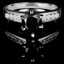 Pear Cut Black Diamond Multi-Stone 6-Prong High-Set Engagement Ring with Round White Diamond Channel-Set Accents in White Gold - #SM510-W-PE-BLK