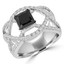 Princess Cut Black Diamond Multi-Stone 4-Prong Infinity Engagement Ring with Round White Diamond Accents in White Gold - #HR6537-W-BLK