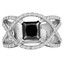 Princess Cut Black Diamond Multi-Stone 4-Prong Infinity Engagement Ring with Round White Diamond Accents in White Gold - #HR6537-W-BLK