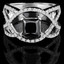 Princess Cut Black Diamond Multi-Stone 4-Prong Infinity Engagement Ring with Round White Diamond Accents in White Gold - #HR6537-W-BLK