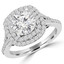 Round Cut Diamond Multi-Stone Double Halo 4-Prong Engagement Ring in White Gold - #ADRIANO-W