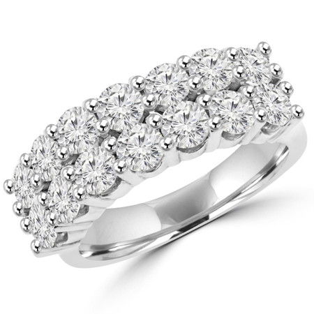 Round Cut Diamond Multi-Stone Two-Row Prong-Set Wedding Band Ring in White Gold  - #MD-METOUPAL-CUSTOM-W