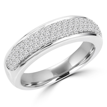 Round Cut Diamond Multi-Stone Pave-Set Wedding Band Ring in White Gold - #HR6851-W