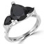 Pear Cut Black Diamond Three-Stone 3-Prong Cocktail Ring in White Gold - #CSFRO34765